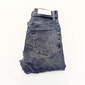 Re/Done High Rise Button Fly Straight Leg Raw Hem Denim Jeans Charcoal Size 27